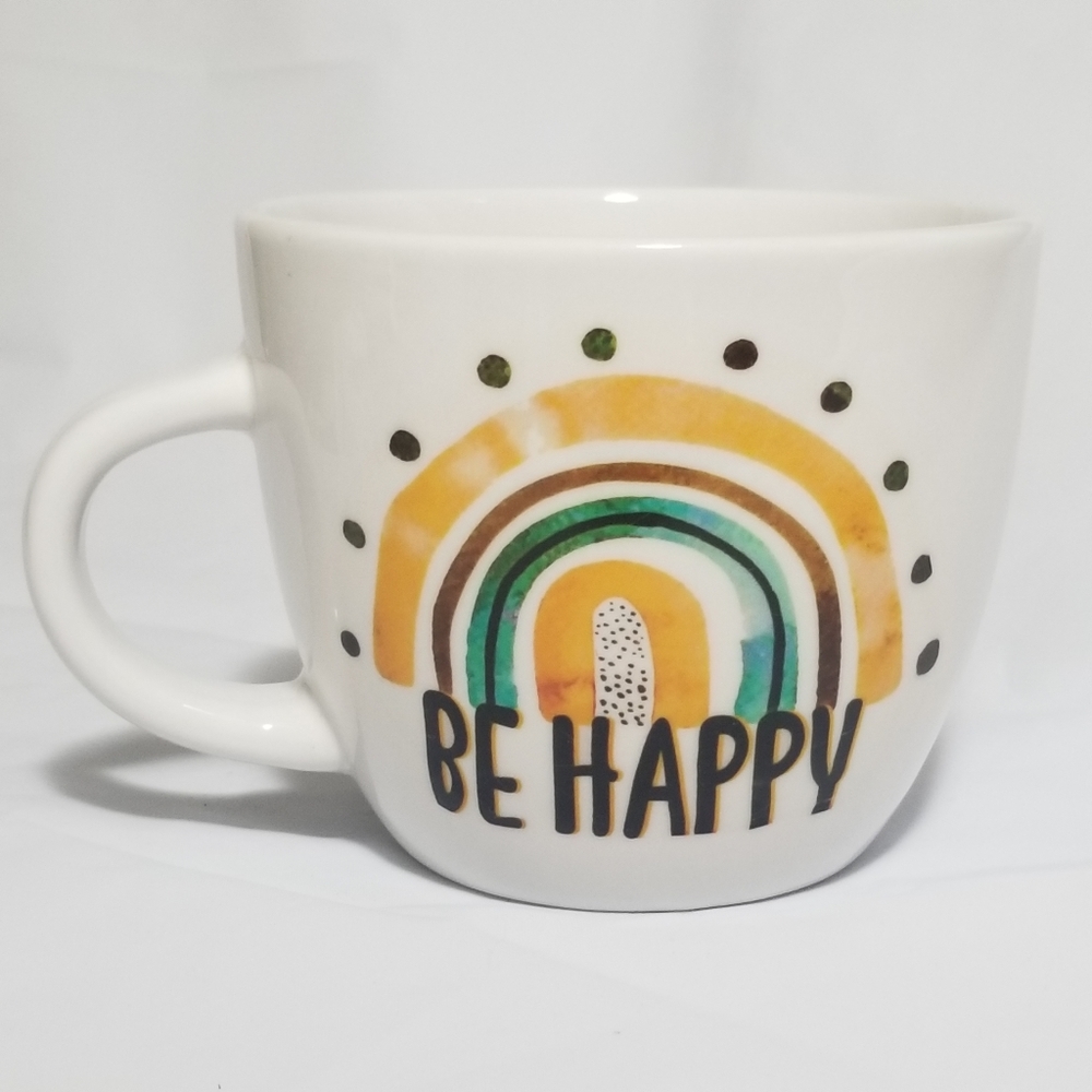 Golden Retro Rainbow Graphic Mug 17 oz Stoneware